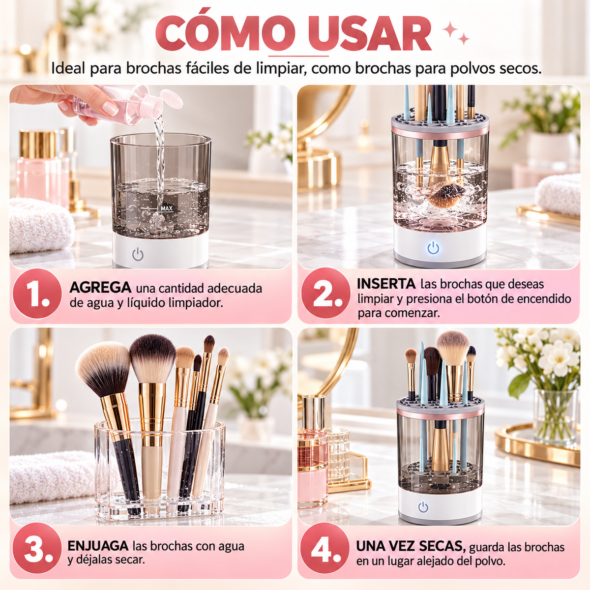 BeautyBrush Clean™ — Limpiador Eléctrico de Brochas