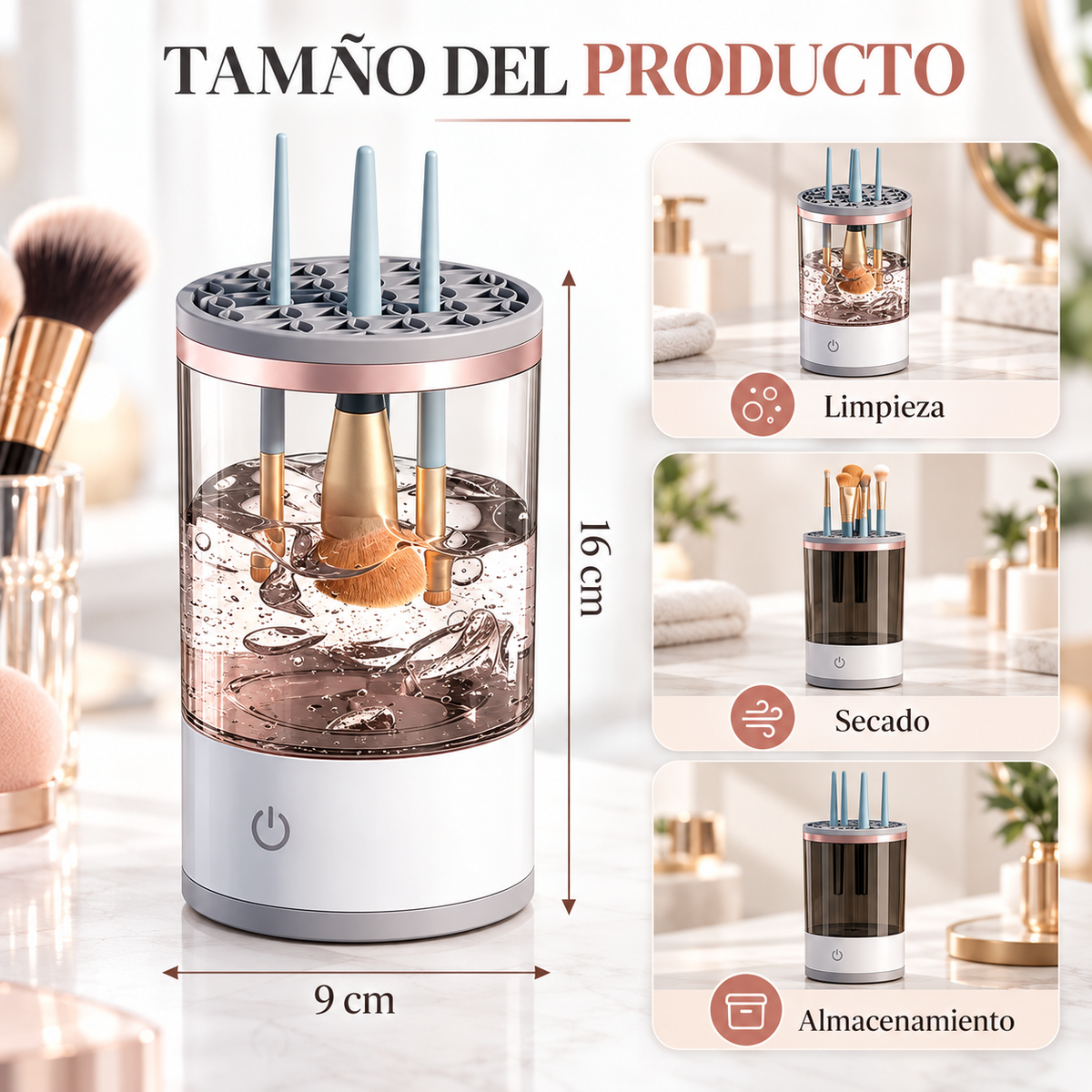 BeautyBrush Clean™ — Limpiador Eléctrico de Brochas