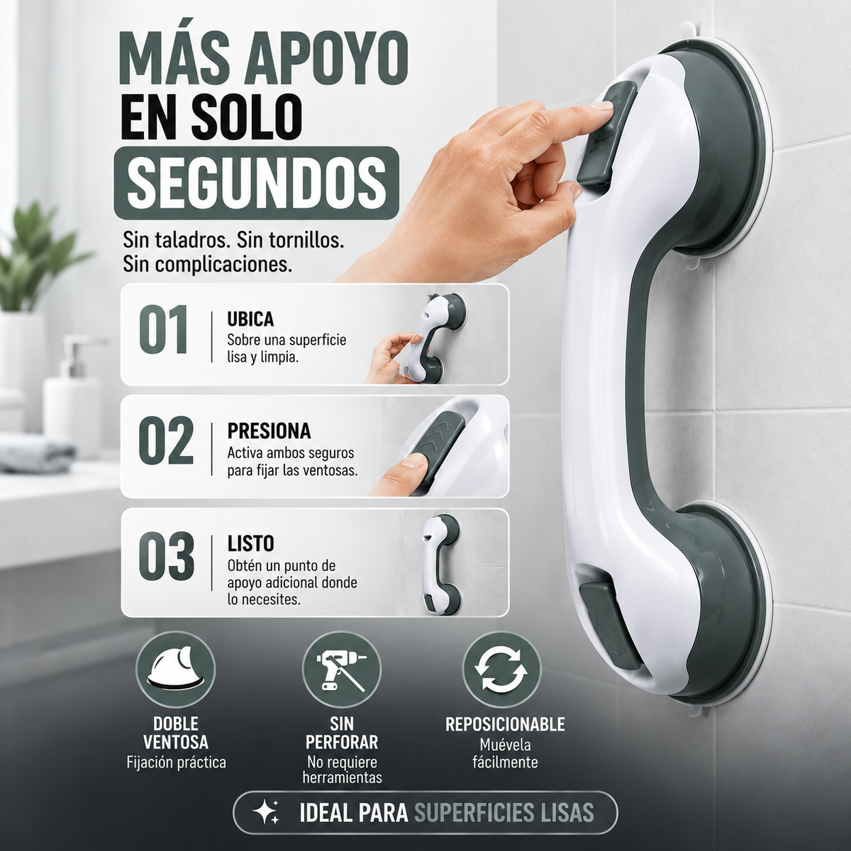 Soporte de Seguridad para Baño y Ducha + Envío Gratis