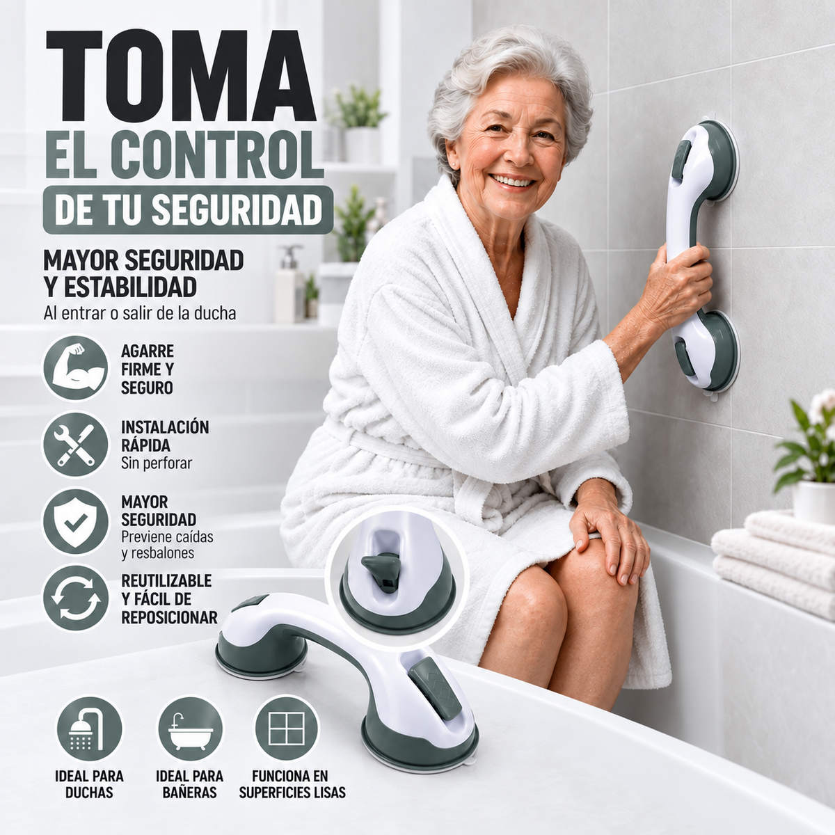 Soporte de Seguridad para Baño y Ducha + Envío Gratis