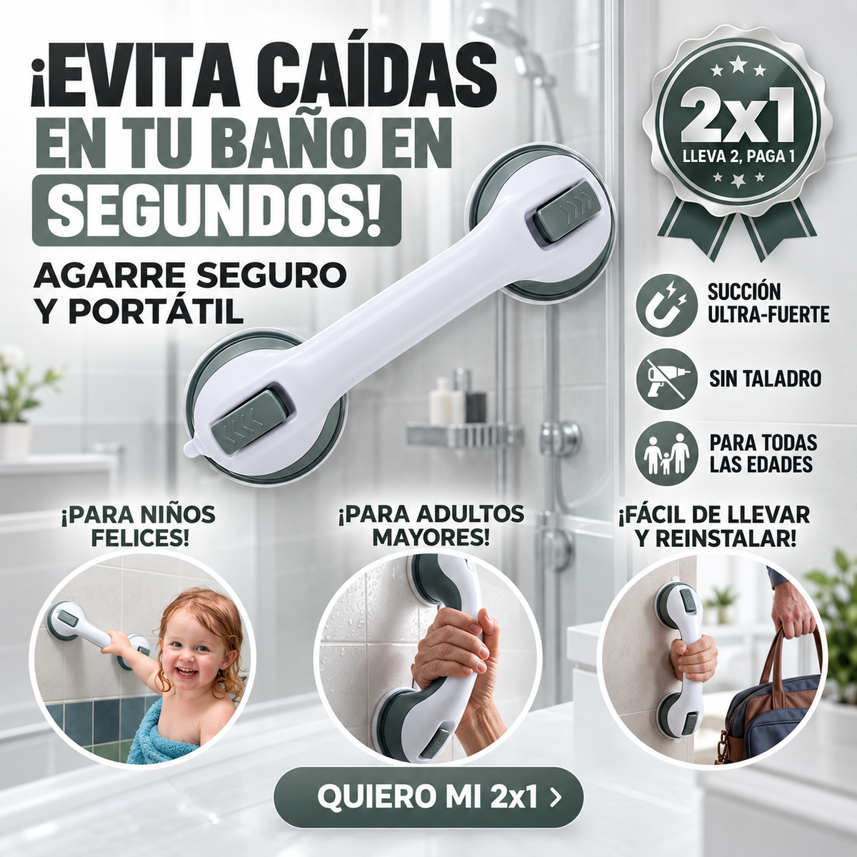 Soporte de Seguridad para Baño y Ducha + Envío Gratis